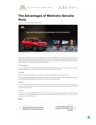 mahindra genuine parts