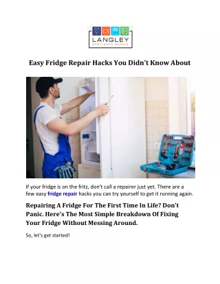 Easy Fridge Repair Hacks You Didn't Know About
