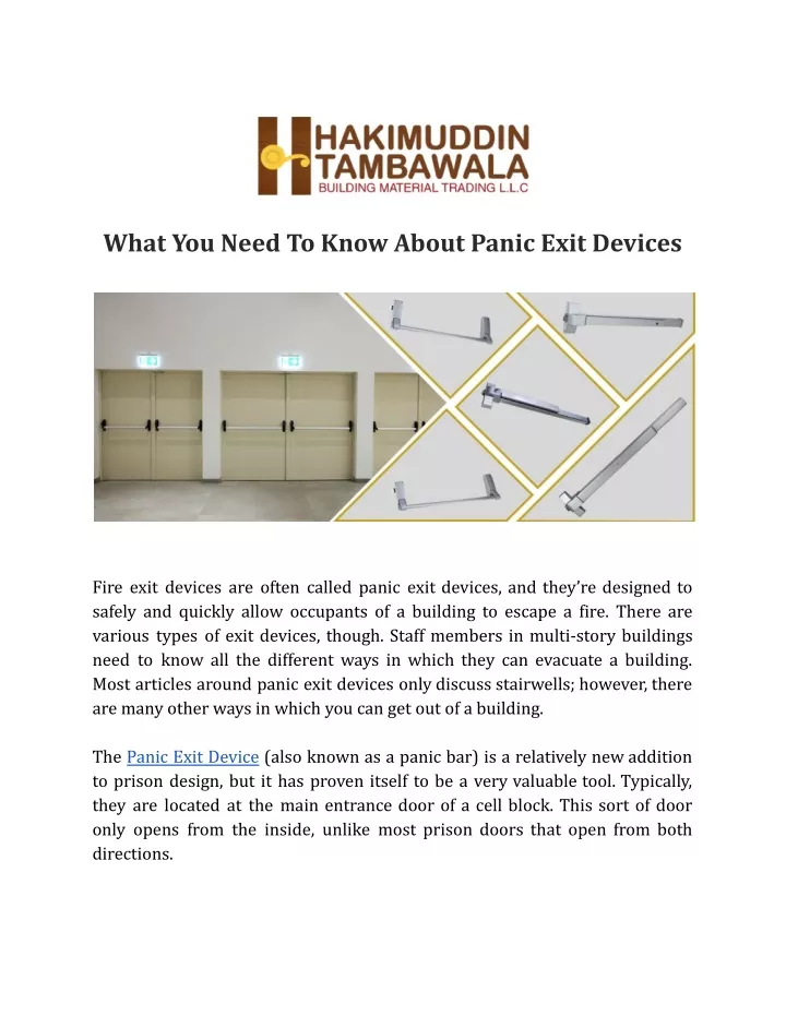 what you need to know about panic exit devices