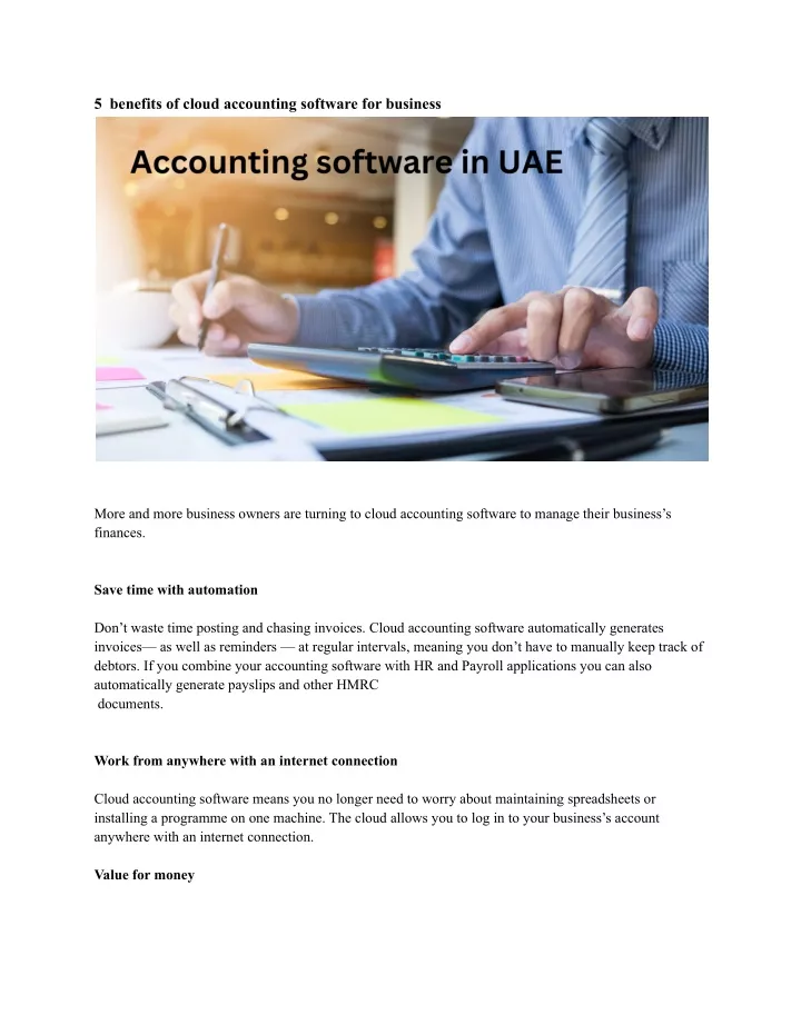 5 benefits of cloud accounting software