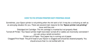 HOW TO FIX EPSON PRINTER NOT PRINTING ISSUE