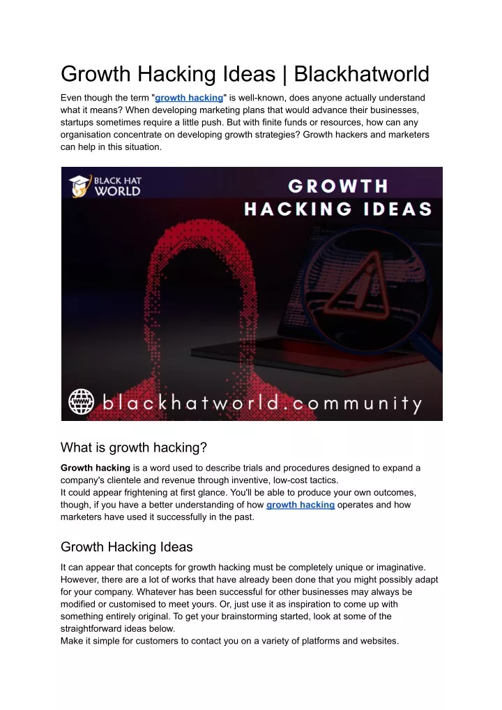 growth hacking ideas blackhatworld