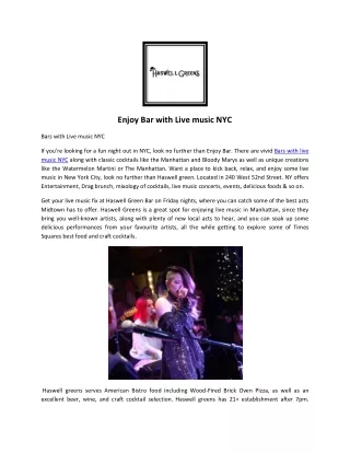 Bars With Live Music NYC | Haswell Green's