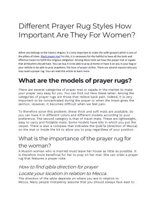 Different Prayer Rug Styles How Important Are They For Women