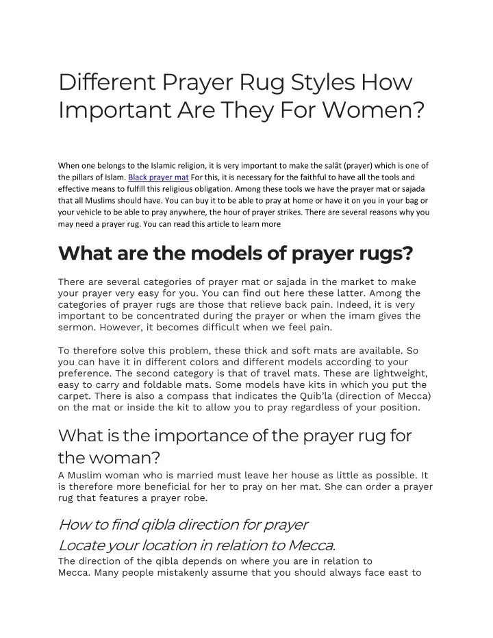 different prayer rug styles how important