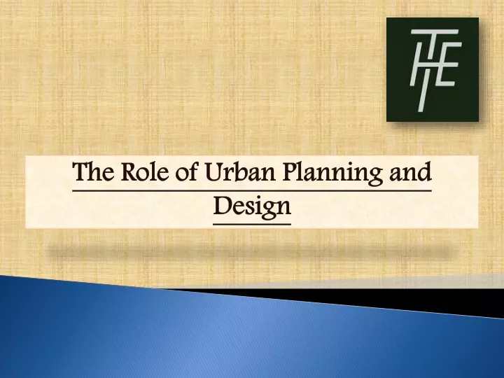 the role of urban planning and design