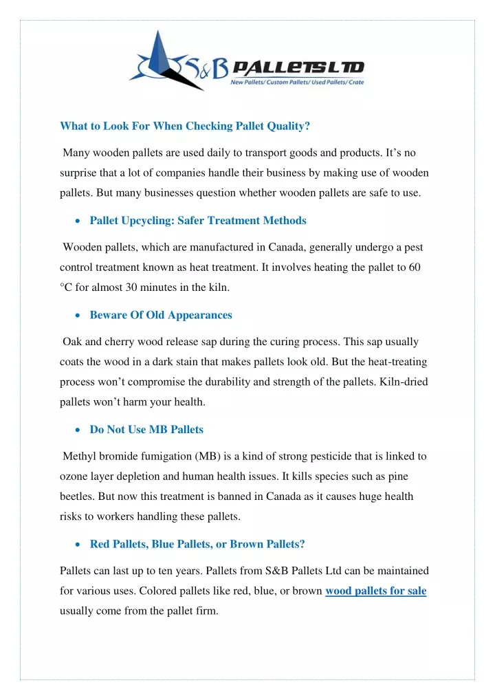 what to look for when checking pallet quality