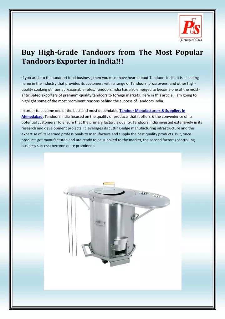 buy high grade tandoors from the most popular