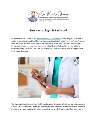 Best Hematologist in Faridabad