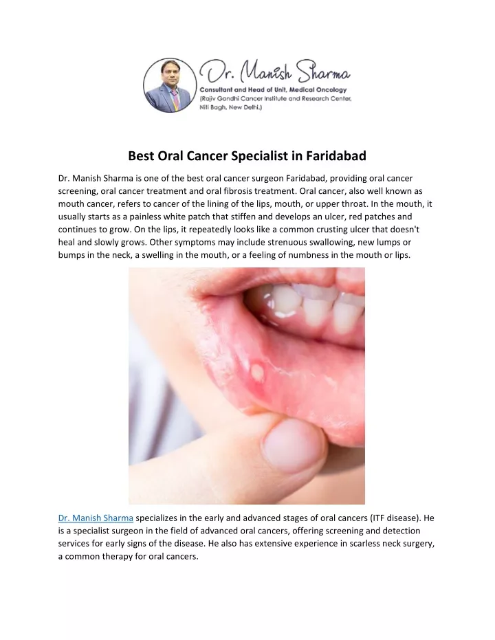 best oral cancer specialist in faridabad