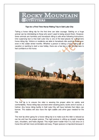 Tips for a First Time Horse Riding Trip in Salt Lake City
