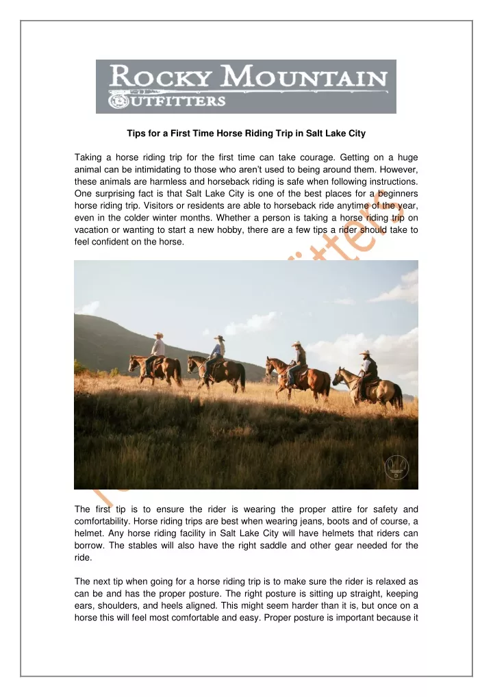 tips for a first time horse riding trip in salt