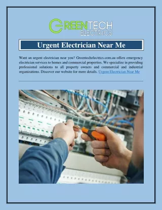 Urgent Electrician Near Me  Greentechelectrics.com
