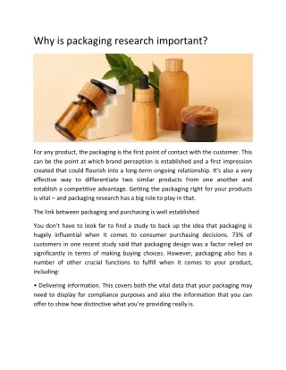 why is packaging research important