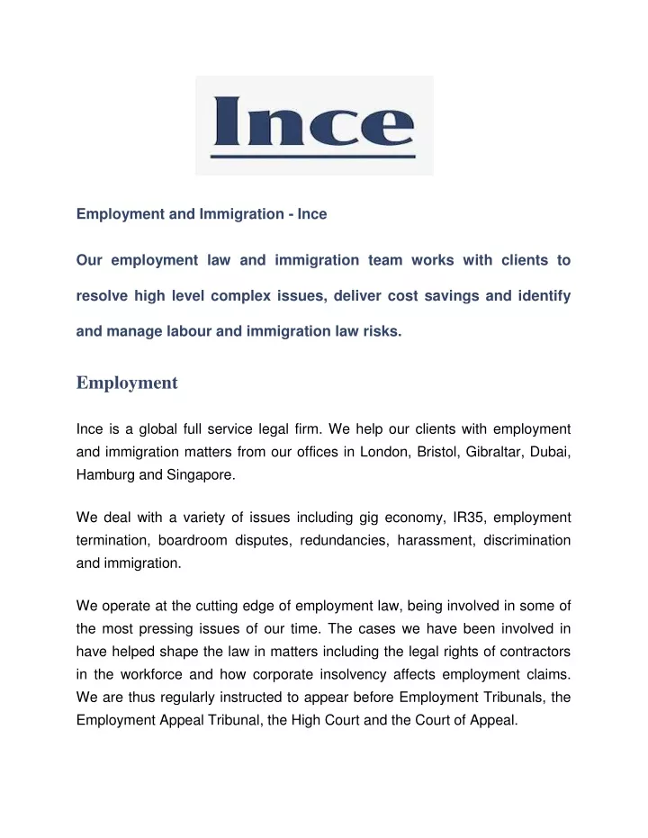 employment and immigration ince