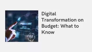 Digital Transformation on Budget What to Know