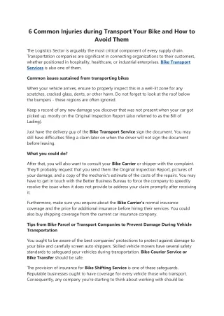 6 common injuries during transport your bike