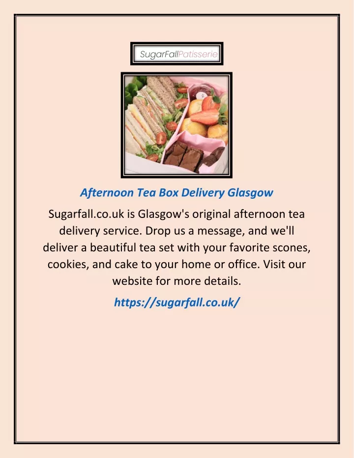 afternoon tea box delivery glasgow