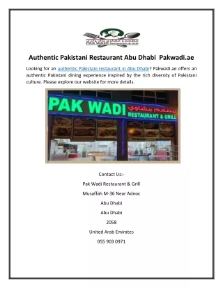 Authentic Pakistani Restaurant Abu Dhabi  Pakwadi.ae