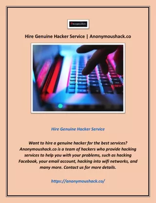 Hire Genuine Hacker Service | Anonymoushack.co