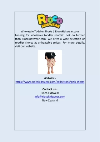 Wholesale Toddler Shorts  Riocokidswear.com