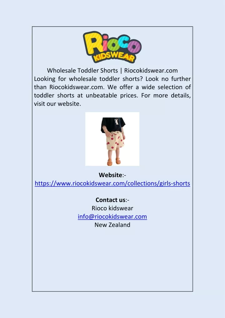 wholesale toddler shorts riocokidswear