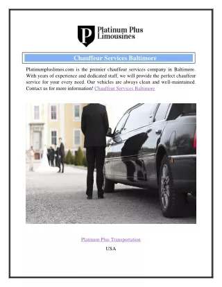 Chauffeur Services Baltimore  Platinumpluslimos