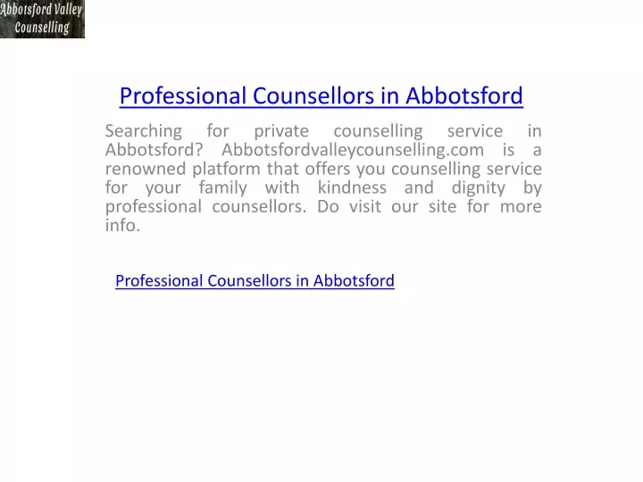 professional counsellors in abbotsford