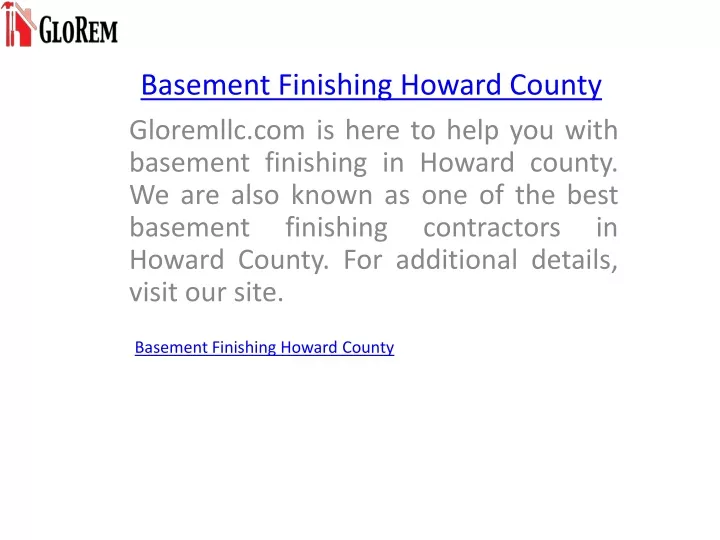 basement finishing howard county