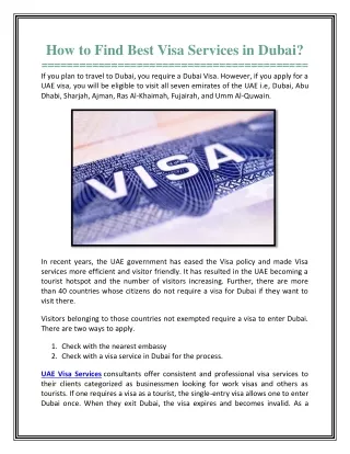 Hire Best Visa Services in Dubai