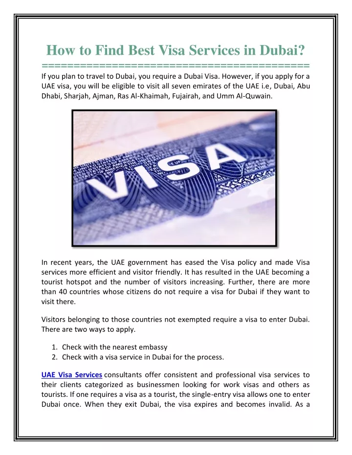how to find best visa services in dubai