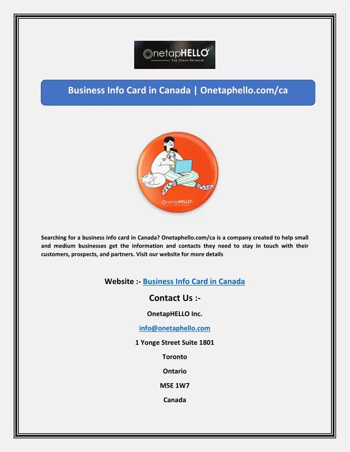 business info card in canada onetaphello com ca