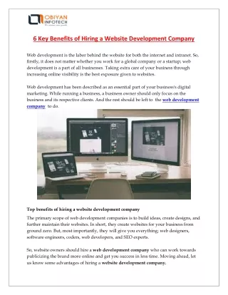 6 key benefits of hiring a website development