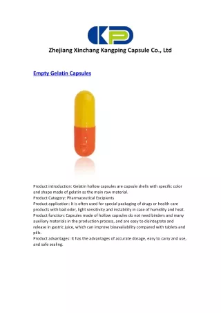 Zhejiang Xinchang Kangping Capsule Co., Ltd.