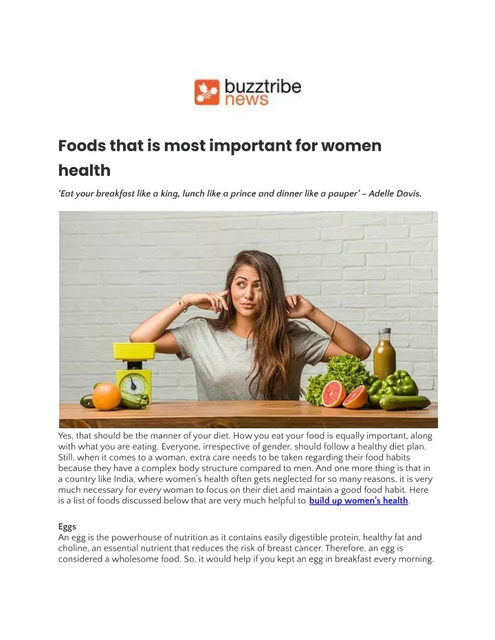 foods that is most important for women health