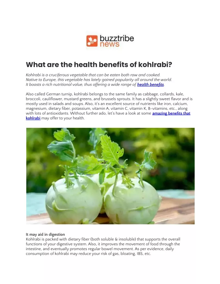 what are the health benefits of kohlrabi