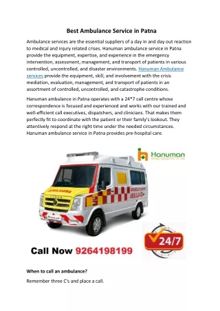 Best Ambulance Service in Patna