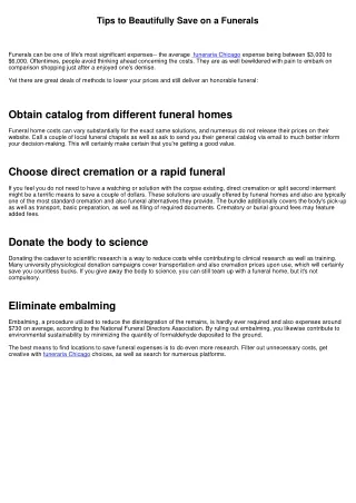 Tips to Beautifully Reduce a Funerals