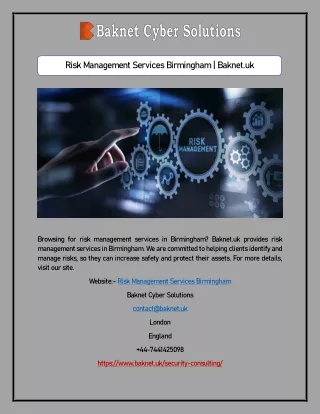 Risk Management Services Birmingham | Baknet.uk