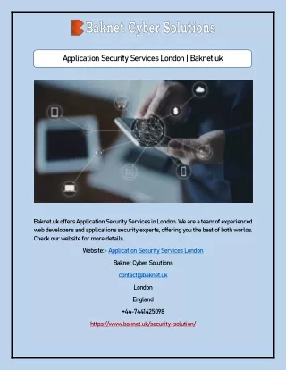 Application Security Services London | Baknet.uk