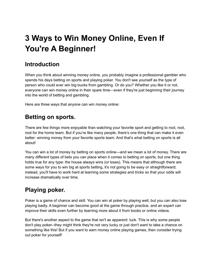 3 ways to win money online even