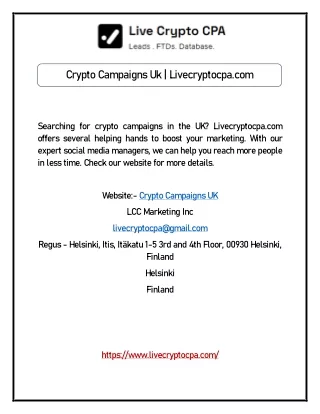 Crypto Campaigns Uk | Livecryptocpa.com