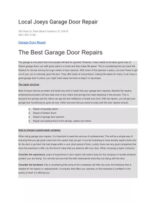 local joeys garage door repair