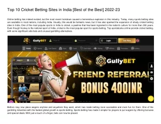 India's Top 10 Online Gambling sites in 2022-23