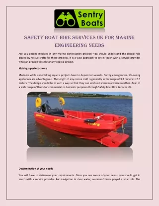 Safety Boat Hire Services UK for Marine Engineering Needs