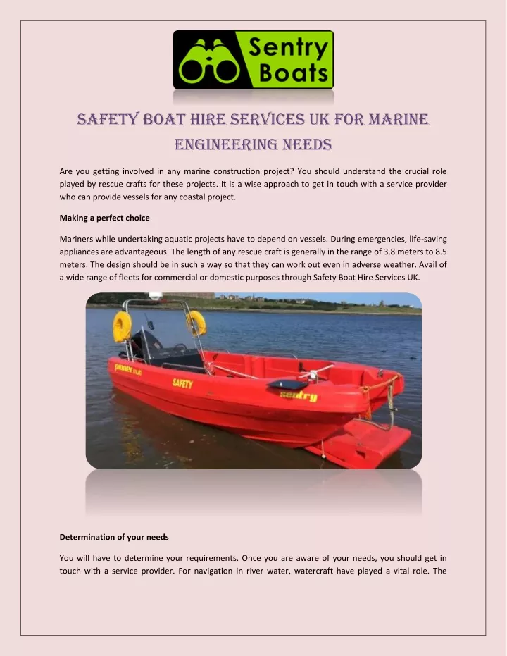 safety boat hire services uk for marine