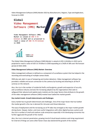 video management software vms market 2022