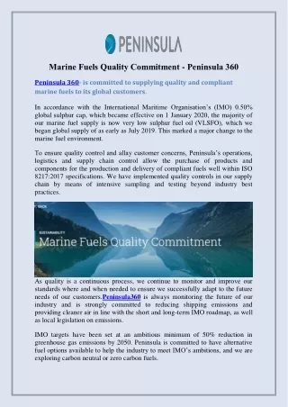 marine fuels quality commitment peninsula 360