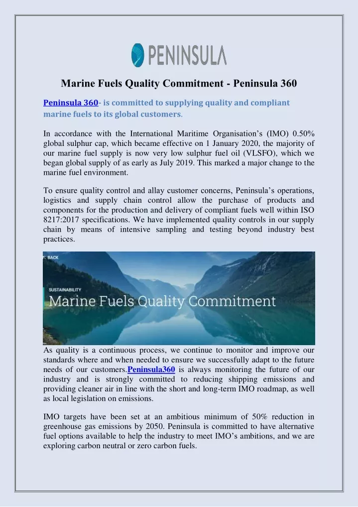 marine fuels quality commitment peninsula 360