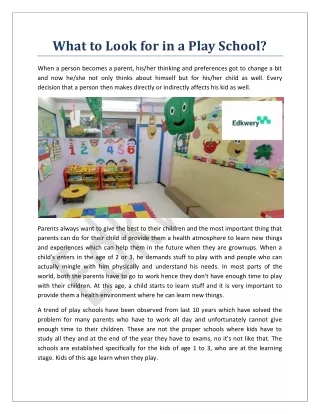 What to Look for in a Play School
